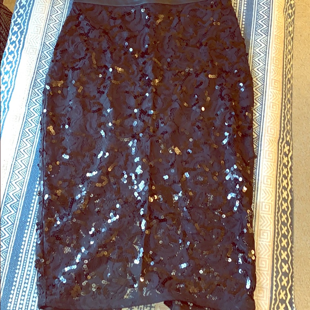 Black Sequin Pencil Skirt